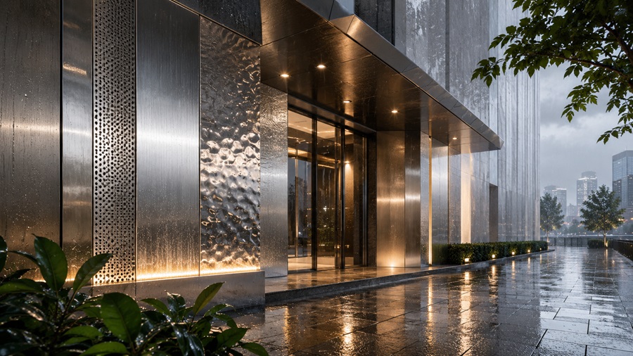 stainless steel architectural in the rainy season